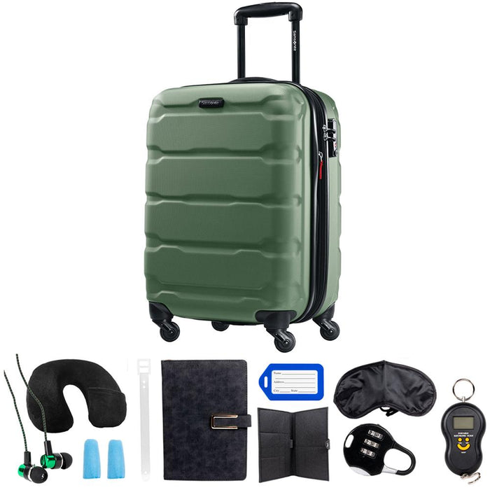 Samsonite Omni Hardside Luggage 20" Spinner Army Green with 10pc Accessory Kit
