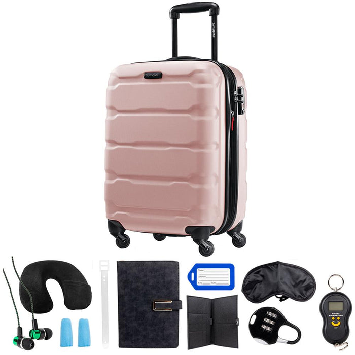 Samsonite Omni Hardside Luggage 20" Spinner Pink with 10pc Accessory Kit