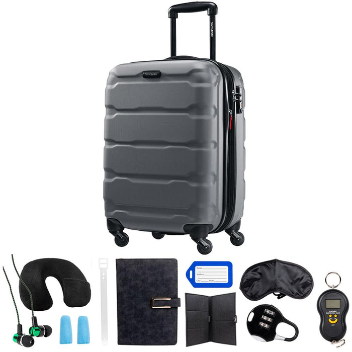 Samsonite Omni Hardside Luggage 20" Spinner Charcoal with 10pc Accessory Kit