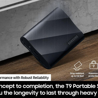 Samsung Portable SSD T9 1TB: Ultra-Fast USB 3.2 Gen2x2, Cooling Tech - Black (2-Pack)