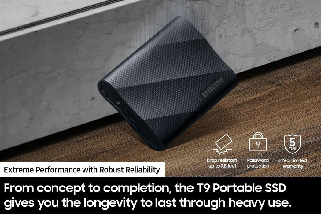 Samsung Portable SSD T9 1TB: Ultra-Fast USB 3.2 Gen2x2, Cooling Tech - Black (2-Pack)