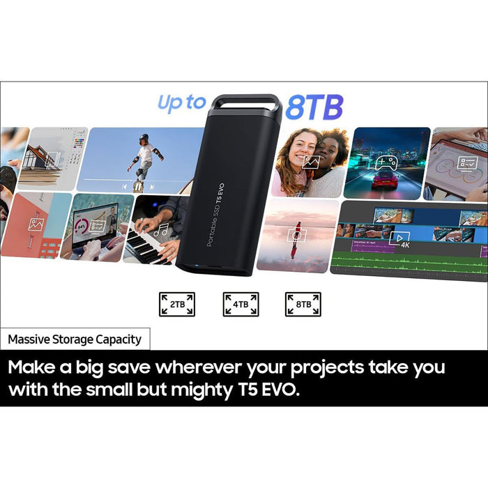 Samsung Portable SSD T5 EVO USB 3.2 4TB (Black) - (2-Pack)
