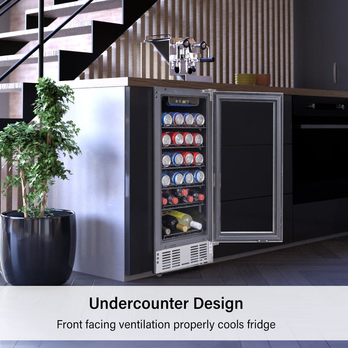 Deco Chef 15" Under Counter Beverage Cooler and Refrigerator, 115 Cans, Beer, Wine, Soda