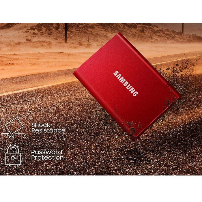 Samsung MU-PC1T0H T7 1TB Portable SSD, USB 3.2 Gen2 + Converter Adapter + Case