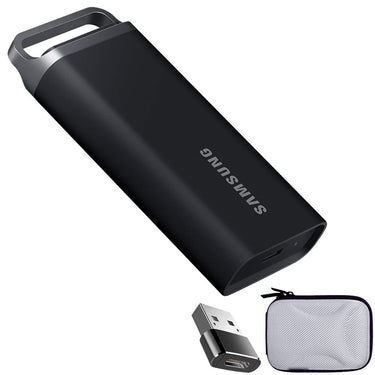 Samsung Portable SSD T5 EVO USB 3.2 4TB (Black) + Converter Adapter + Case