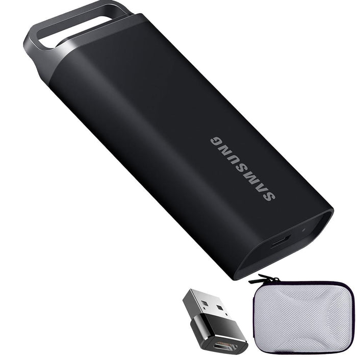 Samsung Portable SSD T5 EVO USB 3.2 2TB (Black) + Converter Adapter + Case