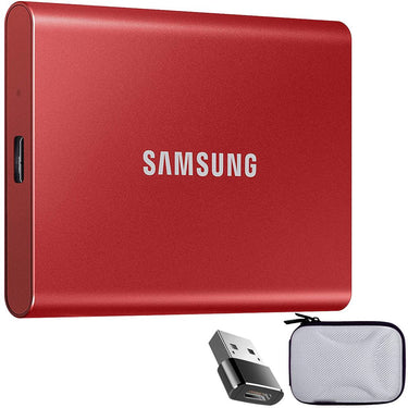 Samsung MU-PC1T0R T7 1TB Portable SSD, USB 3.2 Gen2 + Converter Adapter + Case
