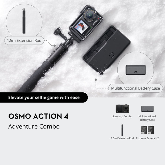 DJI Osmo Action 4 Adventure Combo Bundle with 128GB Memory Card, Case and More