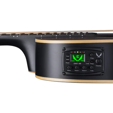 Dean Exhibition Quilt Acoustic Electric Guitar, Black Satin (Right Handed)