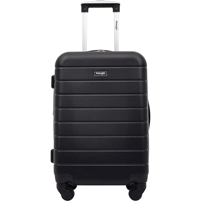 Wrangler 3 Piece Hardside Smart Luggage Set w/Cup Holder and USB Port (20"/24"28") Black