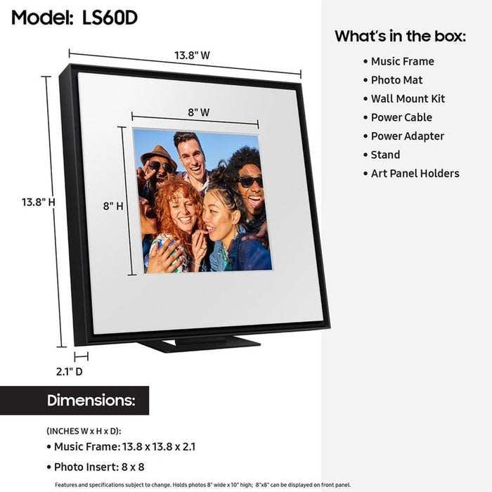 Samsung HW-LS60D Photo Music Frame Speaker (2024) with Redeemable DIRECTV Gemini Air