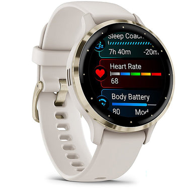 Garmin Venu 3S Health Fitness GPS Smartwatch Gold Steel Bezel with Ivory Case (41mm)