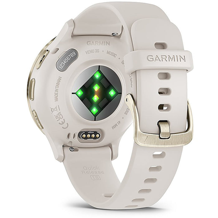 Garmin Venu 3S Health Fitness GPS Smartwatch Gold Steel Bezel with Ivory Case (41mm)