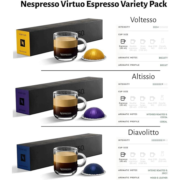 Nespresso  Voltesso, Altissio, & Diavolitto Ristretto Capsules (1.35 fl oz) Bundle