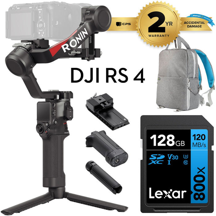 DJI RS 4 Gimbal Stabilizer with 128GB Backpack and Warranty Bundle