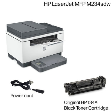 Hewlett Packard LaserJet M234sdw Wireless Black-and-White Laser Printer, White & Slate