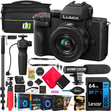 Panasonic LUMIX G100D 4K Mirrorless Camera + 12-32mm Lens + Tripod Grip DC-G100DVK Bundle
