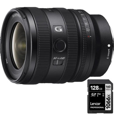 Sony FE 16-25mm F2.8 G Compact, Wide Zoom Lens + Lexar 128GB SDXC Memory Card