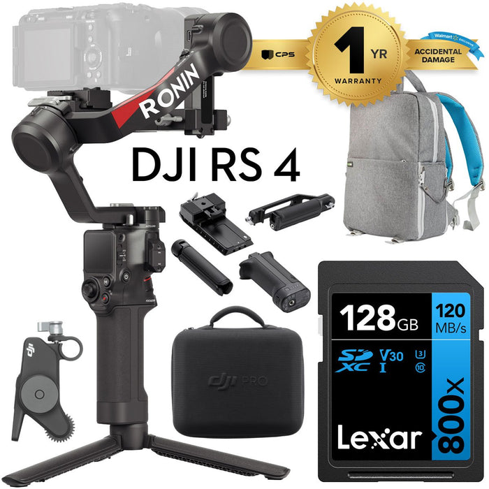 DJI RS 4 Combo 3-Axis Gimbal Stabilizer with 128GB Backpack and Warranty Bundle