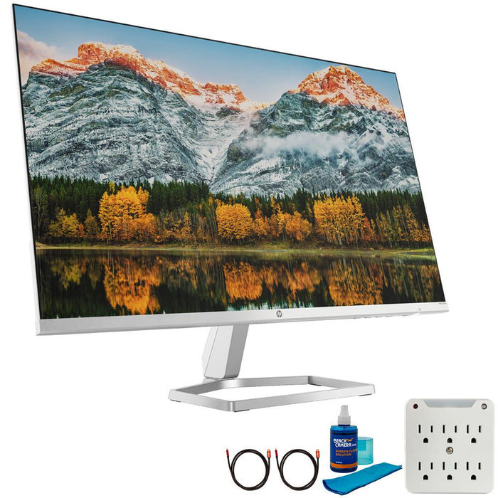 Hewlett Packard M27fw 27" FHD IPS LED Computer Desktop Monitor + 2x HDMI Cable + Adapter Pack