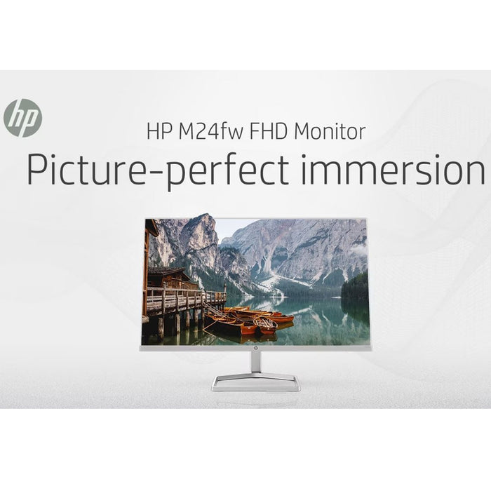 Hewlett Packard M24fw 24" FHD IPS LED Computer Desktop Monitor + 2x HDMI Cable + Adapter Pack