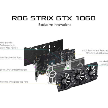 ASUS - VGA NVIDIA GEFORCE GTX 1060 6GB ROG STRIX OC EDITION VR READY HDMI 2.0 DP