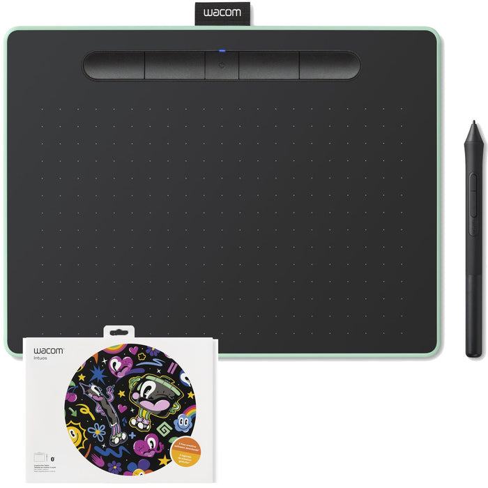 Wacom Intuos Creative Pen Tablet, Bluetooth (Green) (Renewed) +2 Year Protection Pack