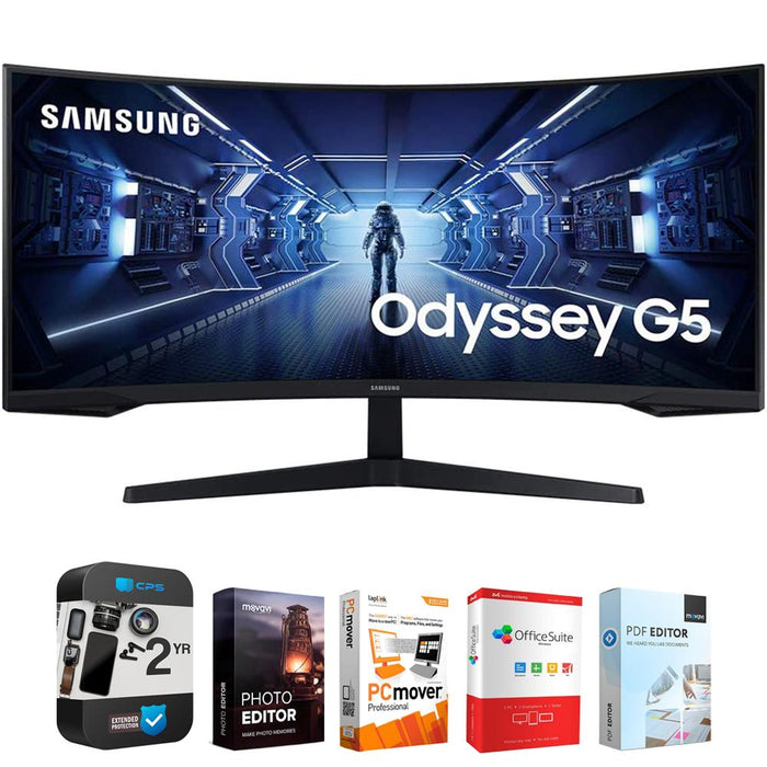 Samsung 34 inch Odyssey G55T WQHD HDR Curved Gaming Monitor + 1YR Protection Pack