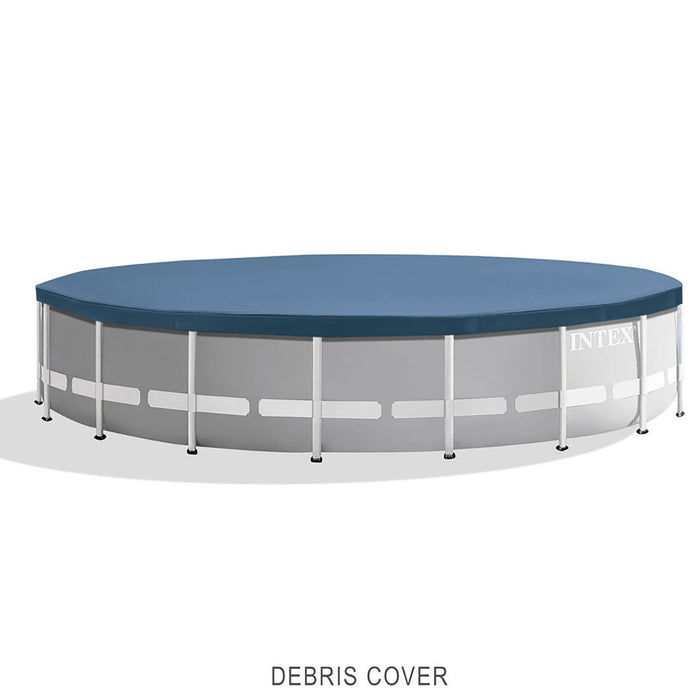 Intex 20 Foot x 52 Inch Steel Frame Round Outdoor Above Ground Swimming Pool Set, Gray