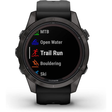 Garmin fenix 7S Pro Solar, Sapphire, Carbon Gray DLC Titanium, Black