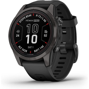 Garmin fenix 7S Pro Solar, Sapphire, Carbon Gray DLC Titanium, Black