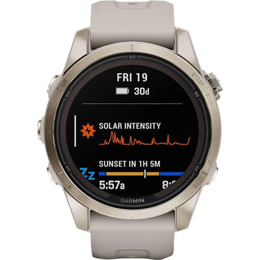 Garmin fenix 7S Pro Solar, Sapphire, Soft Gold Steel, Light Sand