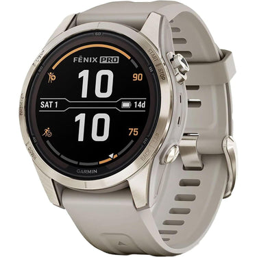 Garmin fenix 7S Pro Solar, Sapphire, Soft Gold Steel, Light Sand