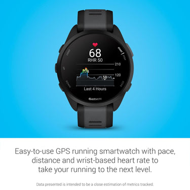 Garmin Forerunner 165 Smart Sport Watch, Black + Slate Gray