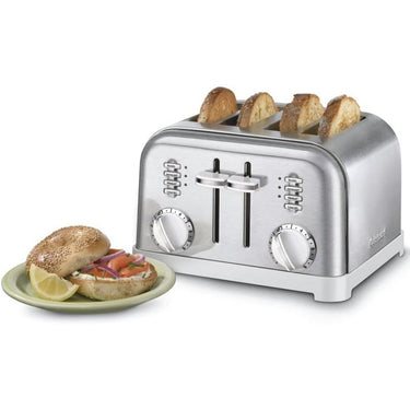 Cuisinart CPT-180W 4-Slice Metal Toaster, White/Stainless Steel, Factory Refurbished