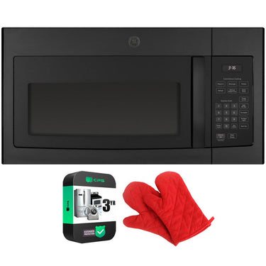 GE 1.6 Cu. Ft. Over-the-Range Microwave Oven Black + Oven Mitt & 3 Year Warranty