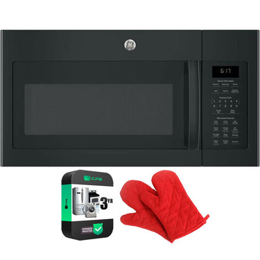 GE 1.7 Cu. Ft. Over-the-Range Microwave Oven Black + Oven Mitt & 3 Year Warranty