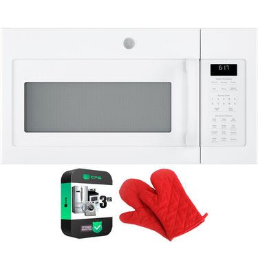 GE 1.7 Cu. Ft. Over-the-Range Sensor Microwave Oven White + Mitt & 3 Yr Warranty