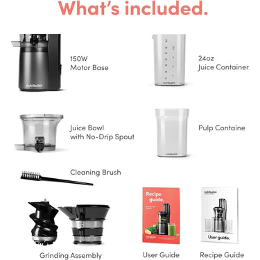 NutriBullet Slow Masticating Juicer Machine 150 Watts, Charcoal Black - Refurbished