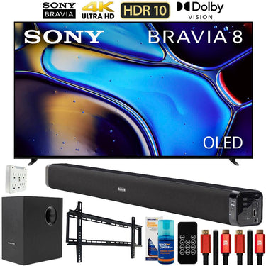 Sony BRAVIA 8 65" 4K HDR Smart OLED TV (2024) with Deco Gear Home Theater Bundle