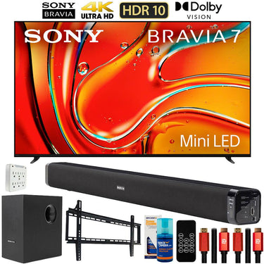 Sony BRAVIA 7 55" 4K HDR QLED Mini-LED TV (2024) with Deco Gear Home Theater Bundle
