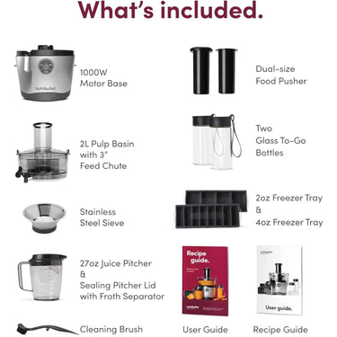 NutriBullet Juicer Pro Centrifugal Juicer Machine, NBJ50200, Silver - Refurbished