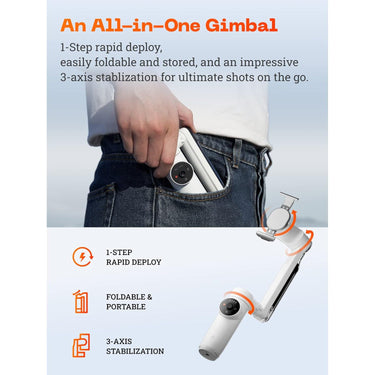 Insta360 Flow Gimbal Stabilizer for Smartphone White w/ 3-Axis Stabilization, AI Tracking