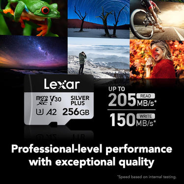 Lexar 256GB Professional Silver Plus microSDXC Card, 205MB/s Read, 150MB/s Write