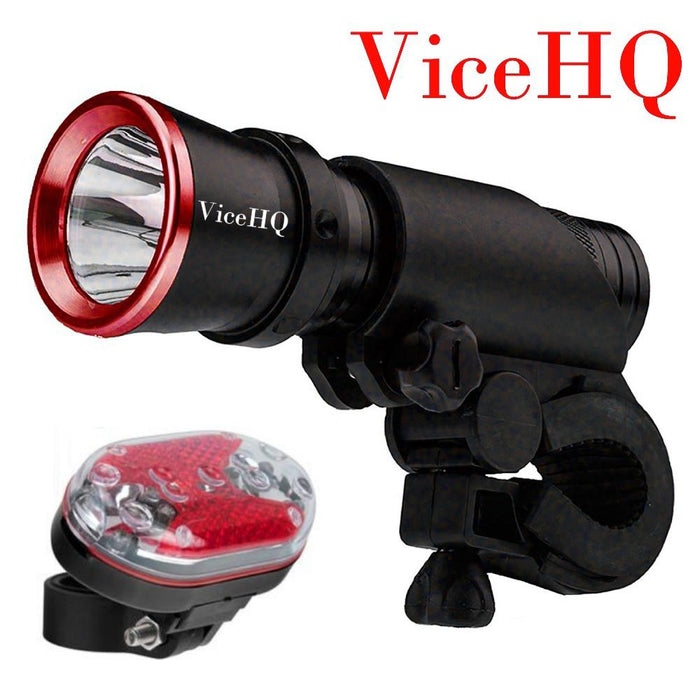 ViceHQ Bike Kit 2-Pack Super Bright CREE LED Torch Flashlight + 9-LED Safety Taillight