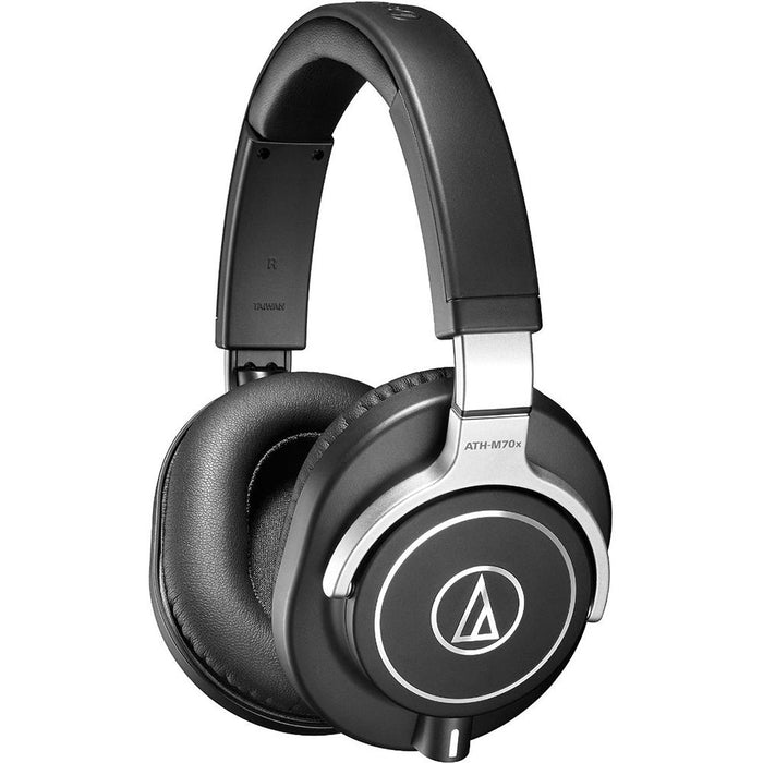 Audio-Technica ATH-M70x Professional Monitor Headphones - Black Deluxe Case & Amplifier Bundle