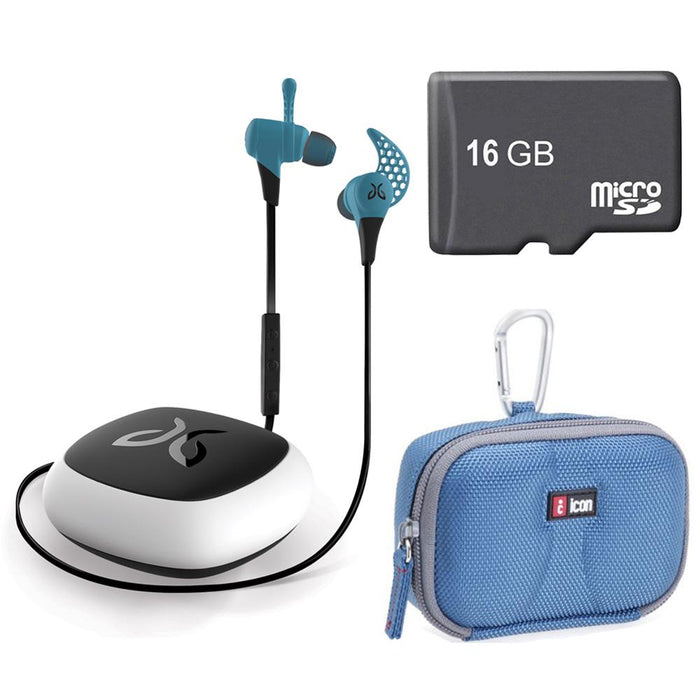 JayBird X2 Wireless Bluetooth Sport Headphones Ice Blue 16GB Card Bundle
