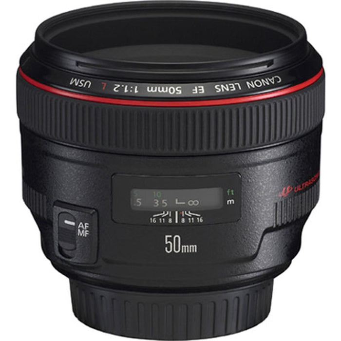 Canon EF 50mm f / 1.2L USM Lens with Case LP1214, Hood ES-78, & Filter