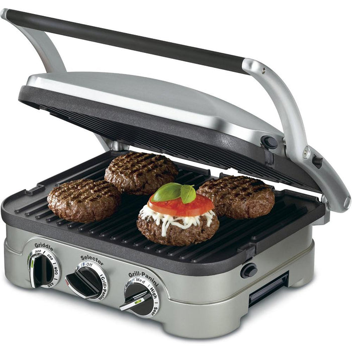 Cuisinart 5-in-1 Grill Griddler Panini Maker Bundle with Bonus Waffle Attachment (GR-4N)
