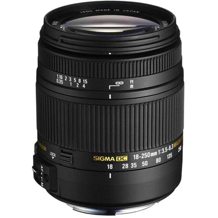 Sigma 18-250mm F3.5-6.3 DC OS HSM Lens for Canon EOS w/ 62mm Filter Lens Kit Bundle